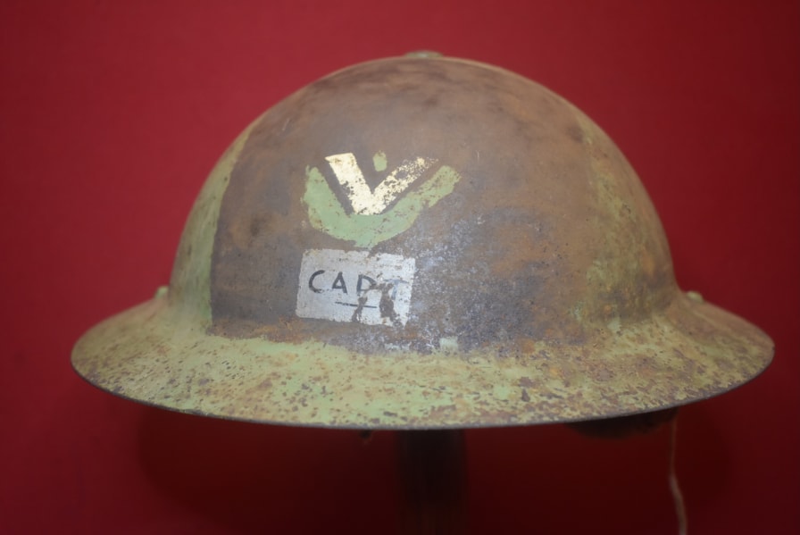 WW2 AUSTRALIAN TOMMY HELMET BATTLE WORN