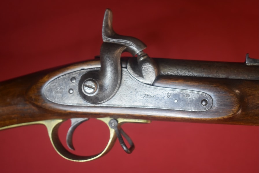 BRITISH 3 BAND ENFIELD RIFLE CRIMEA WAR DATED 1856 WITH SPIKE BAYONET.-SOLD