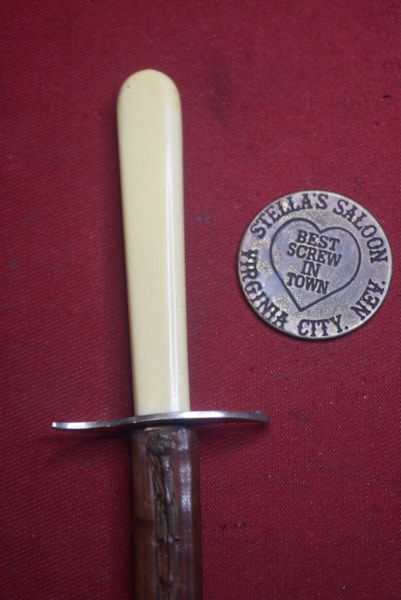 LADIES OR PROSTITUTES GARTER KNIFE AND BROTHEL TOKEN-SOLD