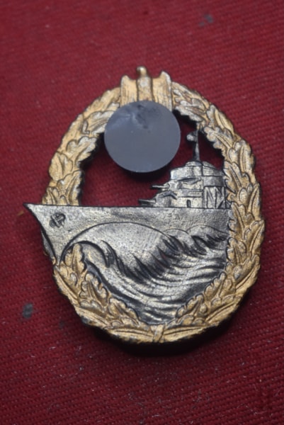 WW2 GERMAN KRIEGSMARINE NAVAL DESTROYER BADGE BY S.H. u. Co, OBERSTEIN-SOLD